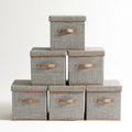 Baule portaoggetti con rivestimento in tessuto, colore grigio e marrone