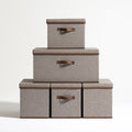 Baule portaoggetti con rivestimento in tessuto, colore grigio e marrone
