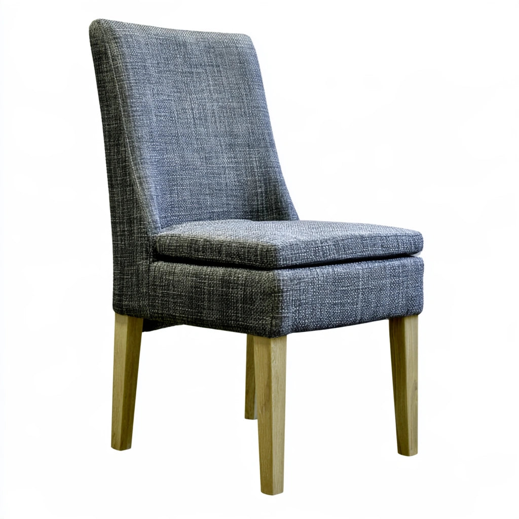 Sedia da pranzo con rivestimento in tessuto con schienale alto, colore grigio