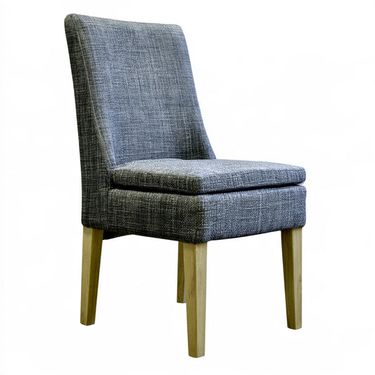 Sedia da pranzo con rivestimento in tessuto con schienale alto, colore grigio