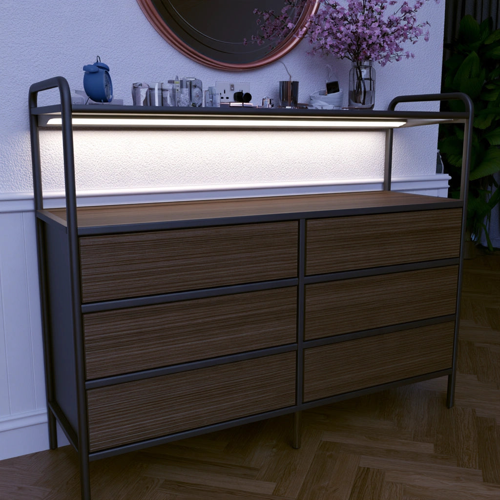 Cassettiera con cassetti in metallo con sei cassetti, colore argento